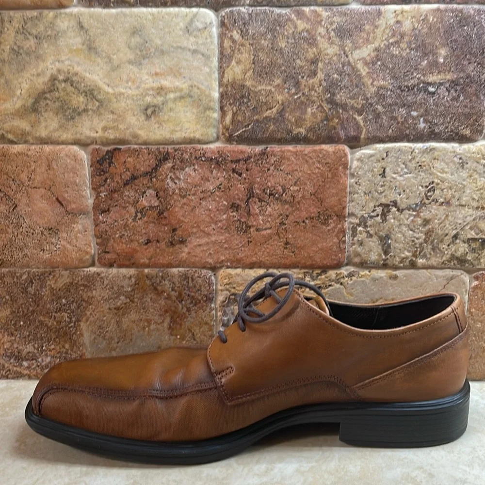 Ecco Men’s Lace Up Oxford Shoes Dress Shock Point Leather Brown Size 44/10-10.5 - Picture 10 of 16
